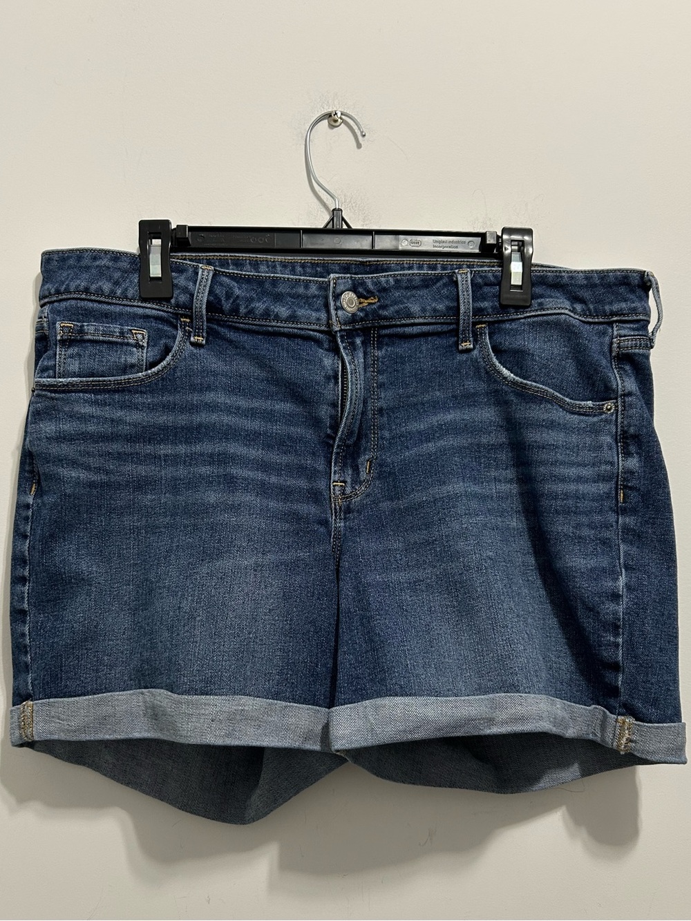 Old Navy Women’s Dark Blue Cuffed Denim Mid-Rise Jean Shorts